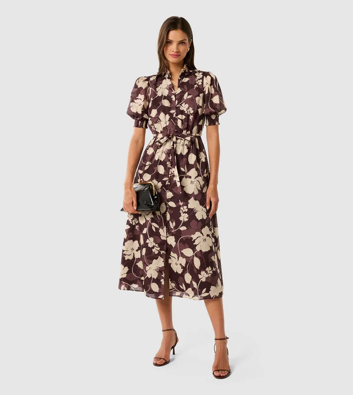 Forever New JULIANNE Floral Printed Short Sleeves Midi Dress